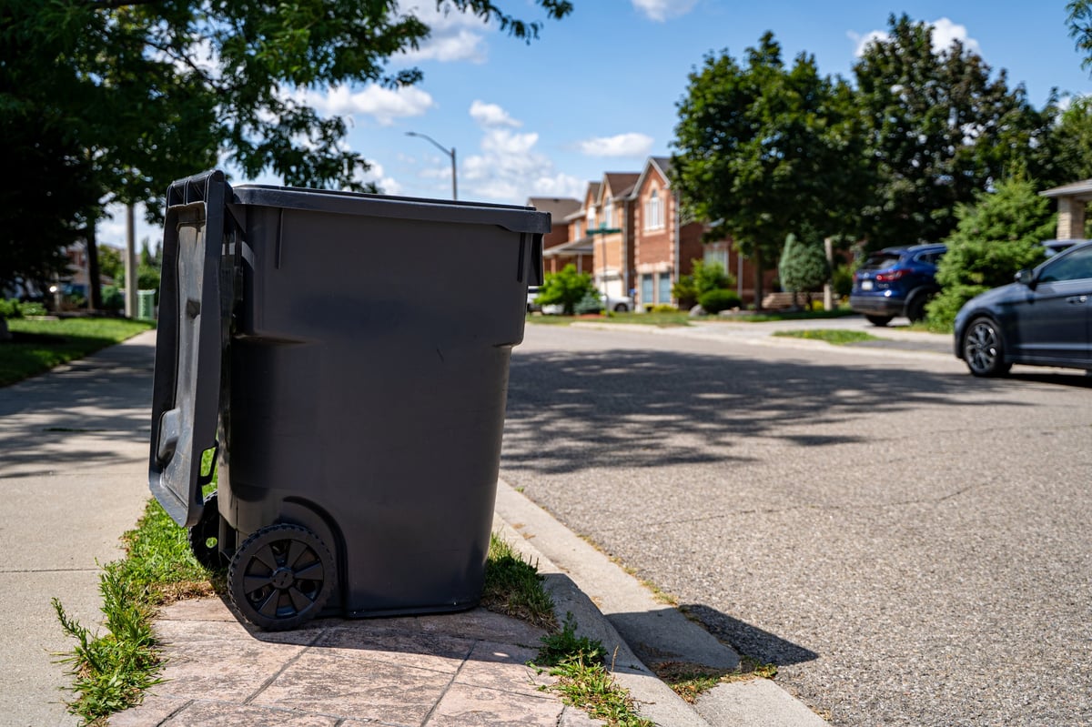 Household bin before being cleaned and sanitized